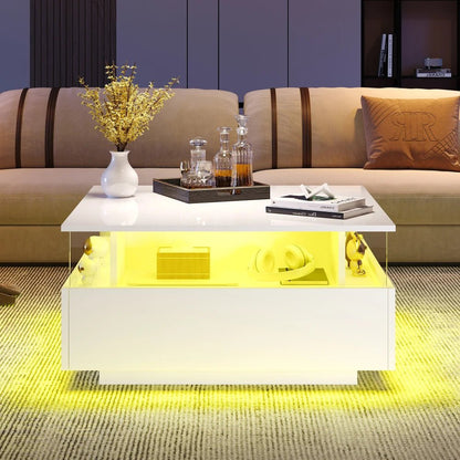 Table basse design moderne avec led 70*70*41cm - vente privée 14:200004889CQY-black;200007763:201336101