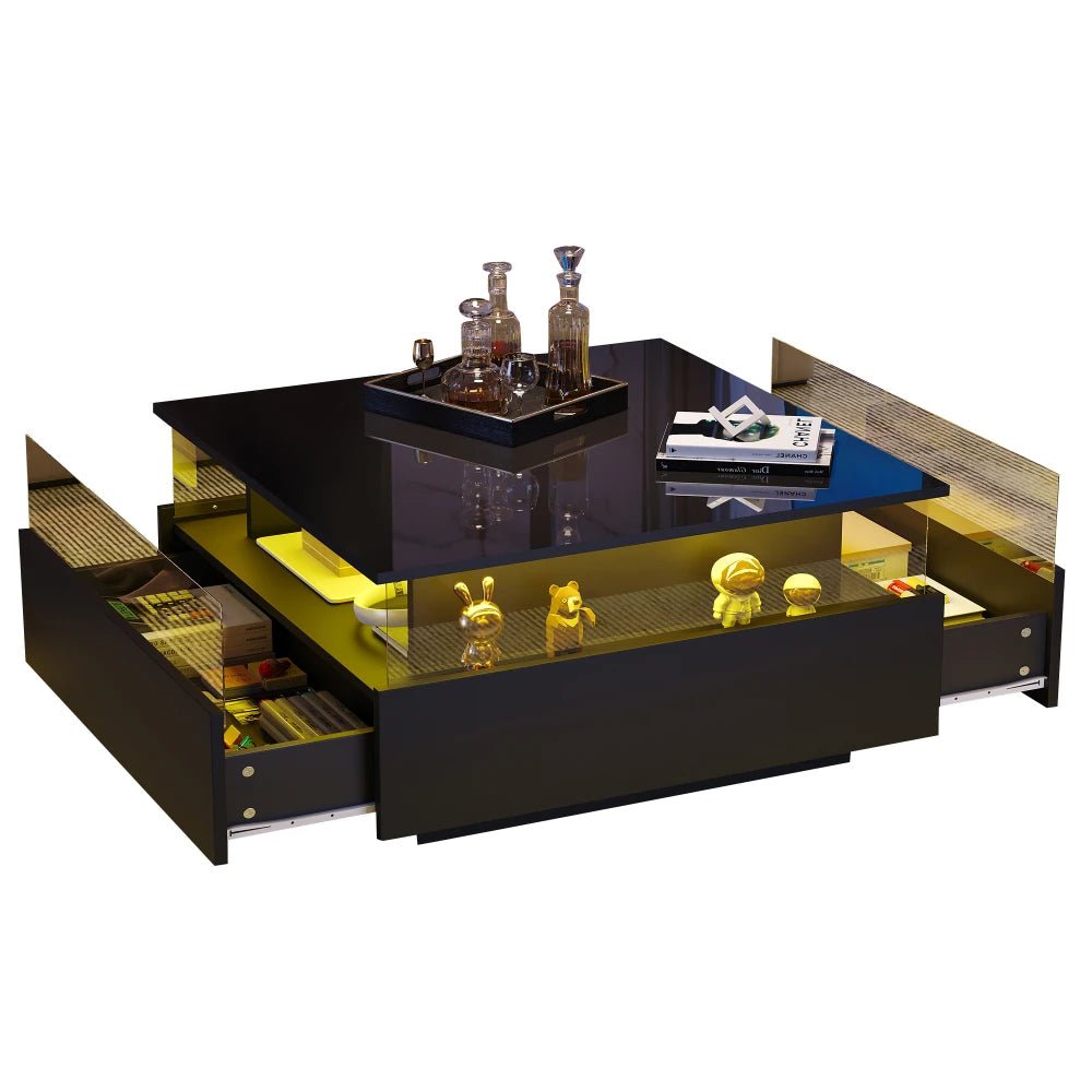 Table basse design moderne avec led 70*70*41cm - vente privée 14:200004889CQY-black;200007763:201336101