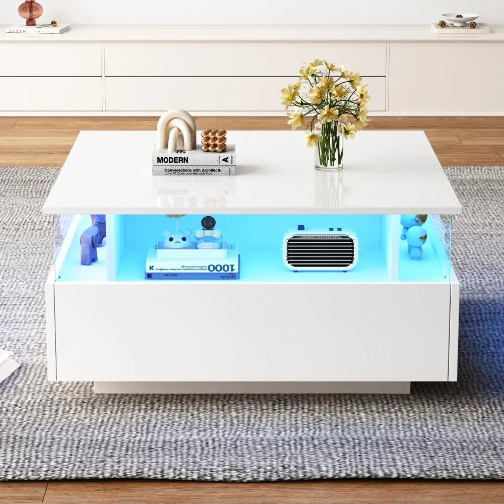 Table basse design moderne avec led 70*70*41cm - vente privée 14:200004889CQY-black;200007763:201336101
