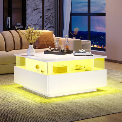 Table basse design moderne avec led 70*70*41cm - vente privée 14:200004889CQY-black;200007763:201336101