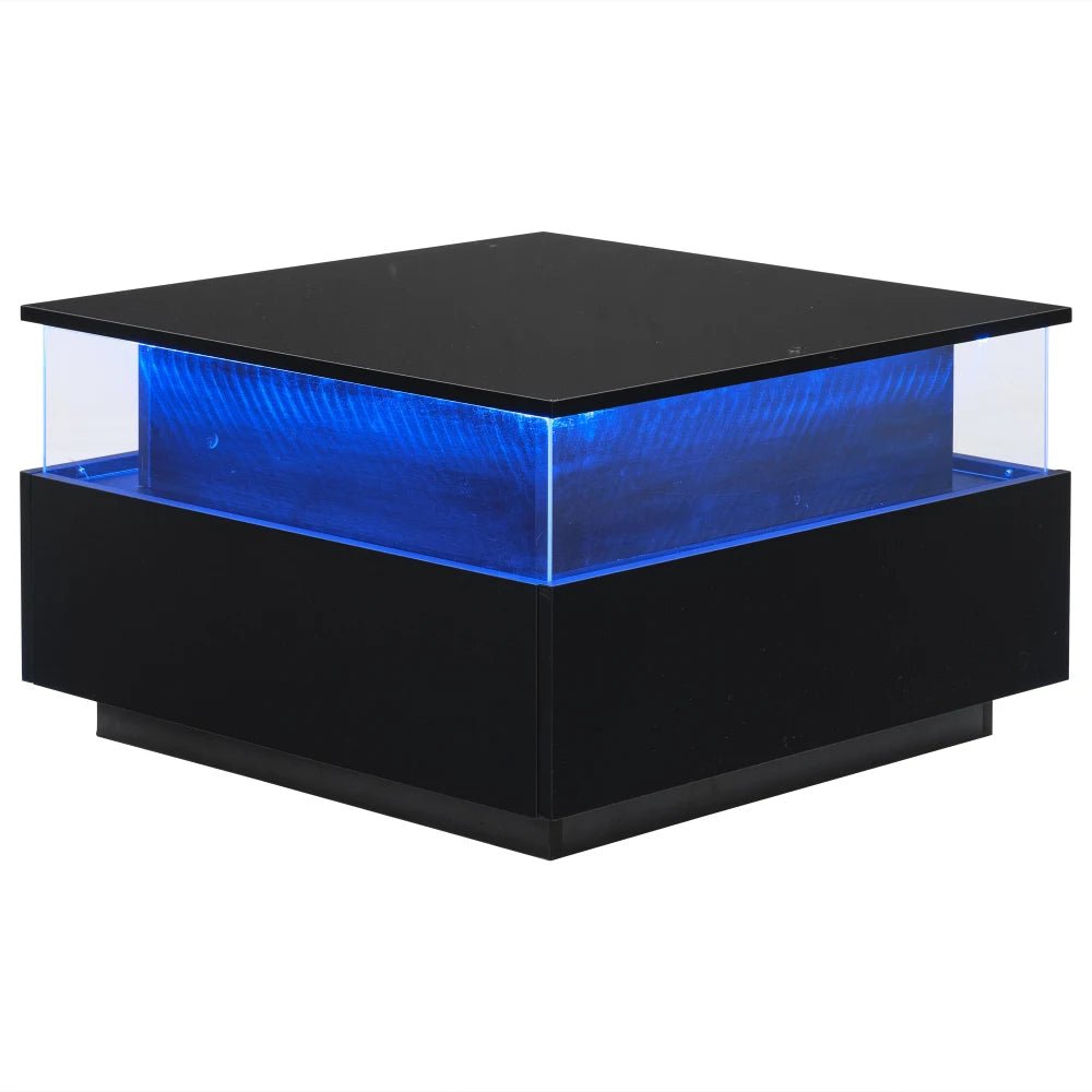 Table basse design moderne avec led 70*70*41cm - vente privée 14:200004889CQY-black;200007763:201336101