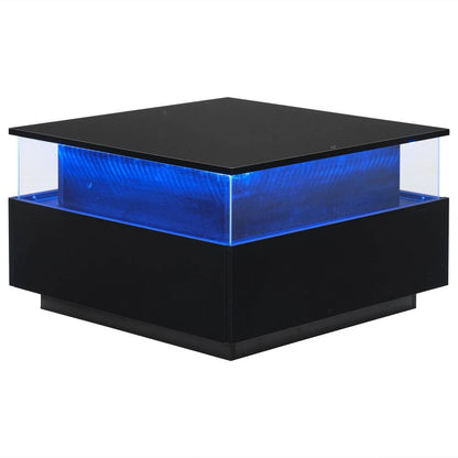 Table basse design moderne avec led 70*70*41cm - vente privée 14:200004889CQY-black;200007763:201336101
