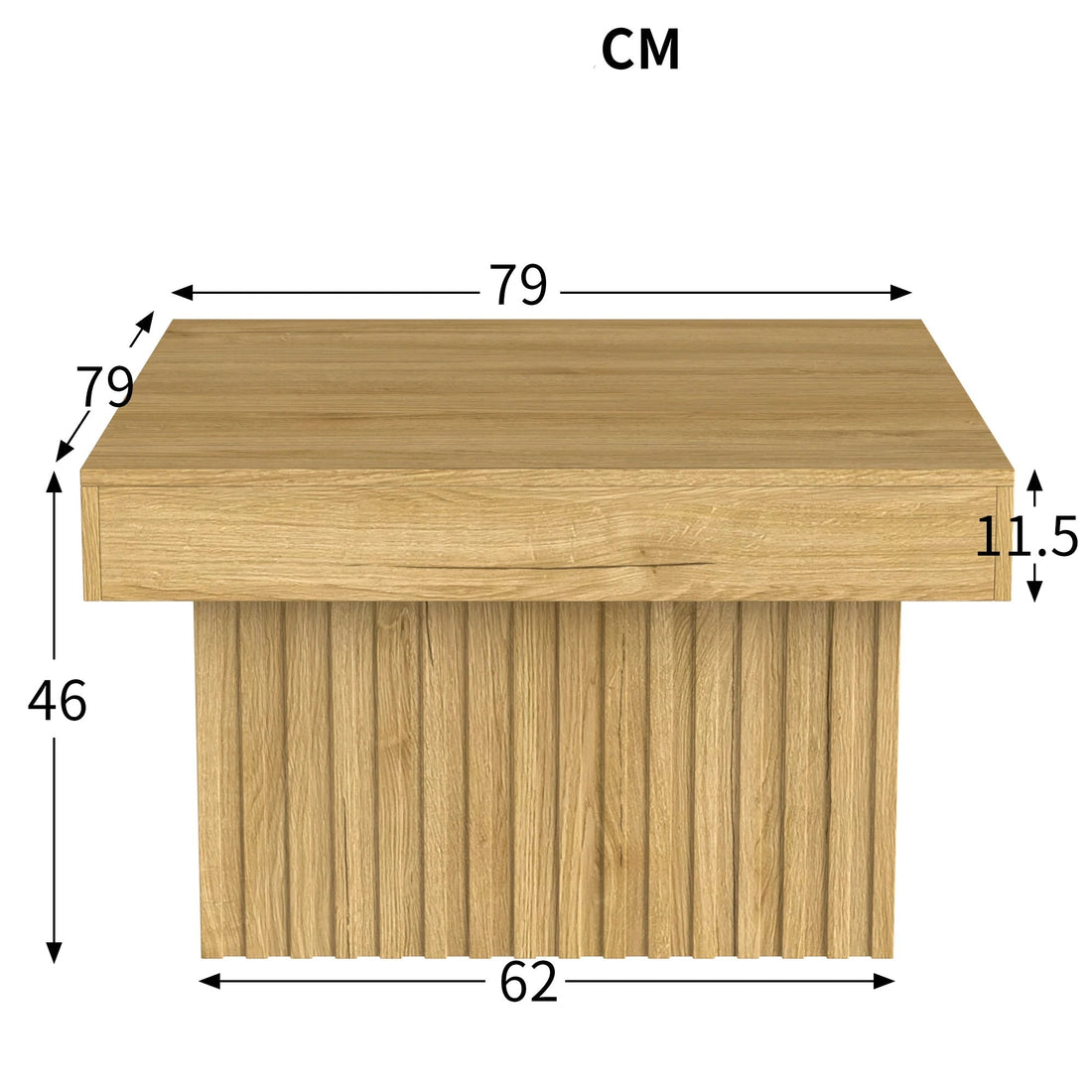 Table basse élégante carrée en bois pour chambre ou salon 79x79x46 cm - vente privée 14:200844062Natural - MDF - Particle Board;200007763:201336342