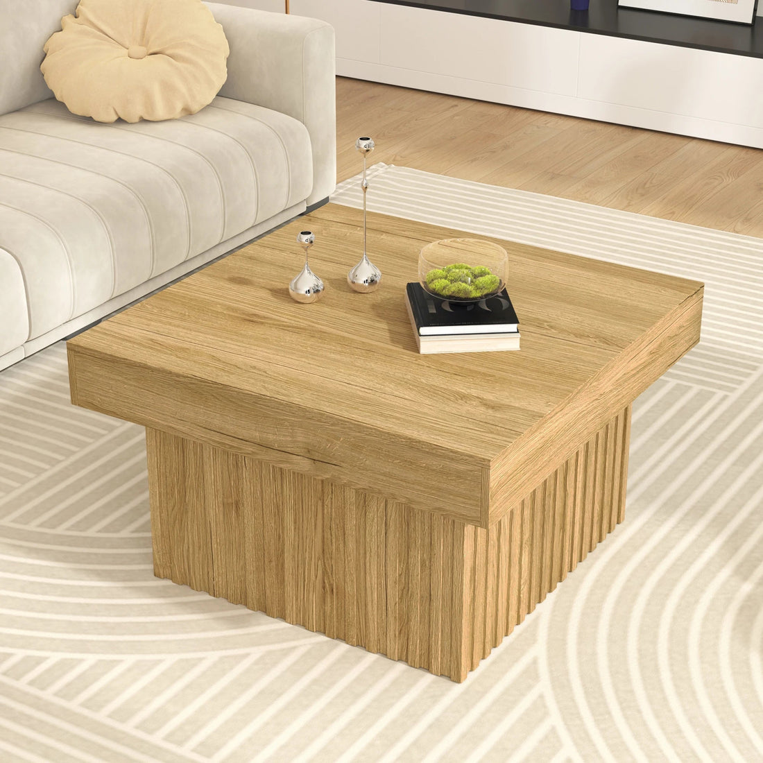 Table basse élégante carrée en bois pour chambre ou salon 79x79x46 cm - vente privée 14:200844062Natural - MDF - Particle Board;200007763:201336342