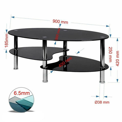 Table basse en verre à 3 niveaux minimaliste 90x50x45cm - vente privée 14:193;200007763:201336342