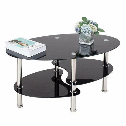 Table basse en verre à 3 niveaux minimaliste 90x50x45cm - vente privée 14:200844061Transparent Black;200007763:201336342
