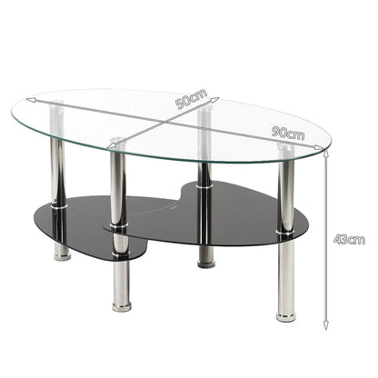 Table basse en verre à 3 niveaux minimaliste 90x50x45cm - vente privée 14:200844061Transparent Black;200007763:201336342