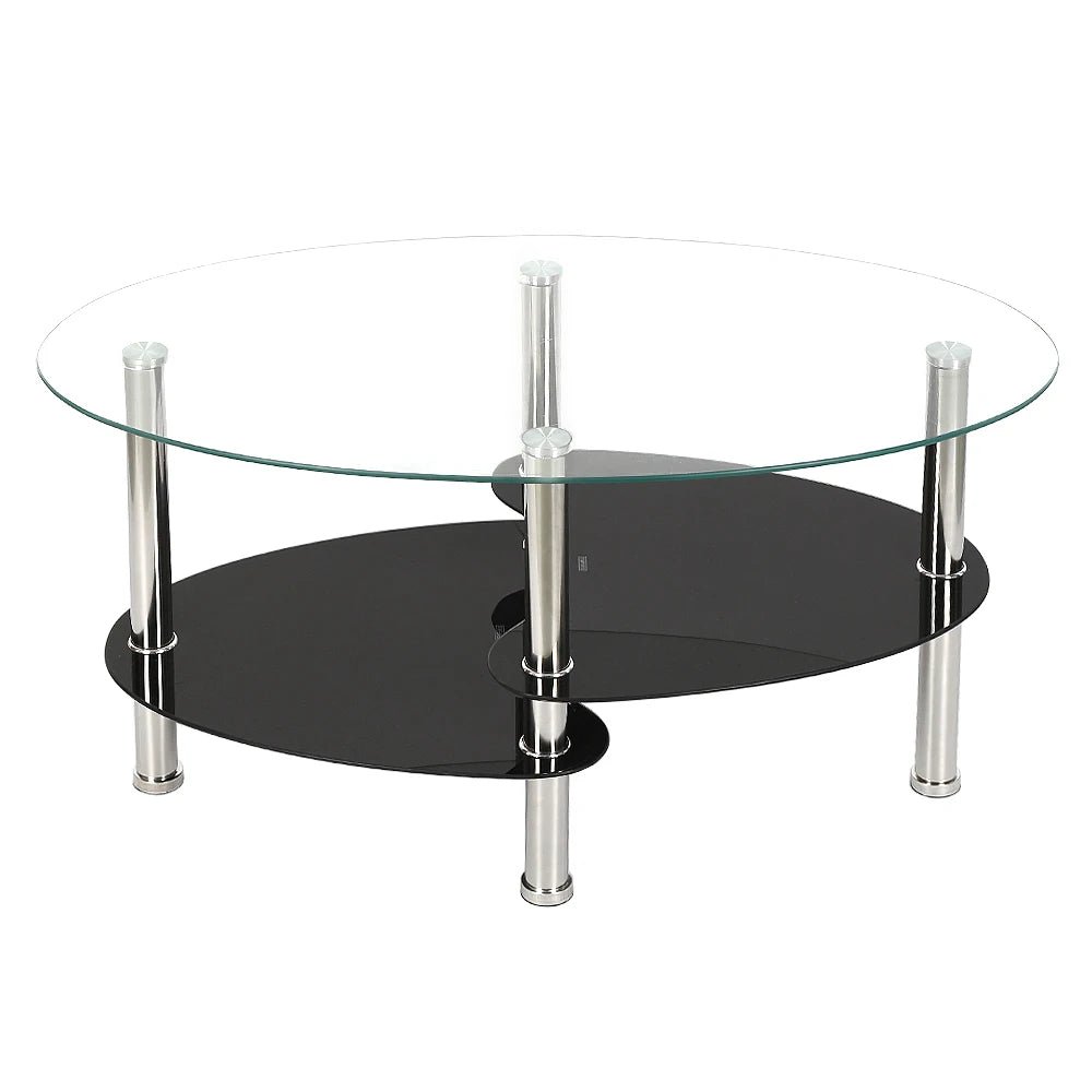Table basse en verre à 3 niveaux minimaliste 90x50x45cm - vente privée 14:200844061Transparent Black;200007763:201336342