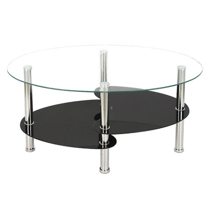 Table basse en verre à 3 niveaux minimaliste 90x50x45cm - vente privée 14:200844061Transparent Black;200007763:201336342