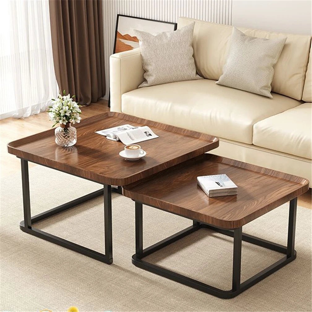 Table basse industriel vintage 2 pièces - vente privée 14:200000195Walnut Wood;200007763:201336101