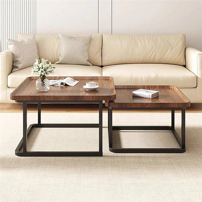 Table basse industriel vintage 2 pièces - vente privée 14:200000195Walnut Wood;200007763:201336101