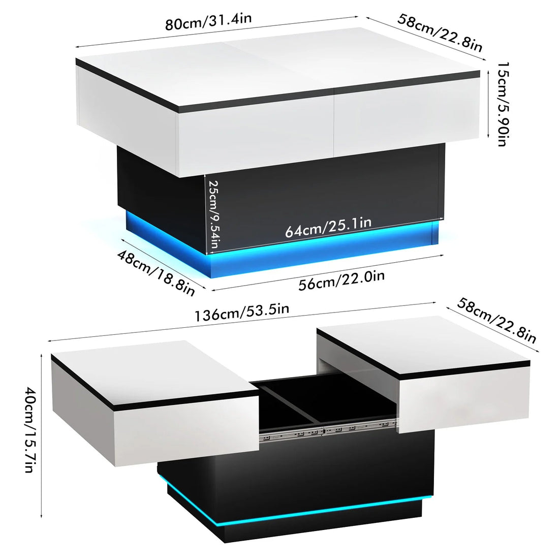 Table basse industrielle moderne extensible 2 en 1 - 14:29;200007763:201336101