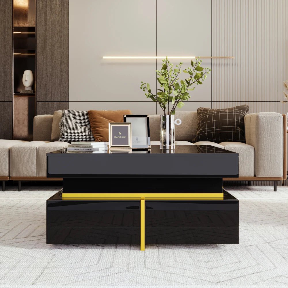 Table basse laquée brillante pour salon disponible en noir et blanc - vente privée 14:200844062Black;200007763:201336101