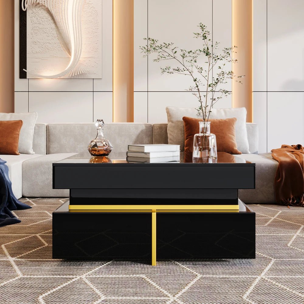 Table basse laquée brillante pour salon disponible en noir et blanc - vente privée 14:200844062Black;200007763:201336101