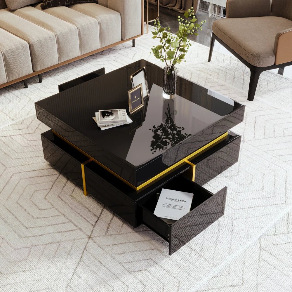 Table basse laquée brillante pour salon disponible en noir et blanc - vente privée 14:200844062Black;200007763:201336101