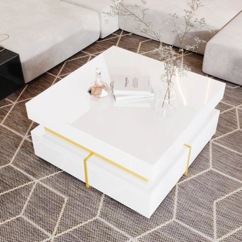 Table basse laquée brillante pour salon disponible en noir et blanc - vente privée 14:200844062Black;200007763:201336101