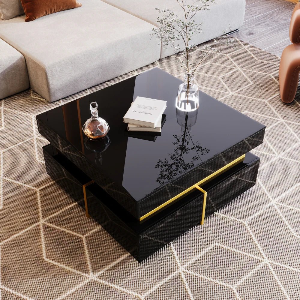 Table basse laquée brillante pour salon disponible en noir et blanc - vente privée 14:200844062Black;200007763:201336101