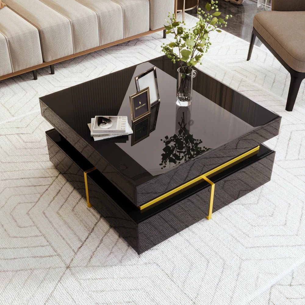 Table basse laquée brillante pour salon disponible en noir et blanc - vente privée 14:200844062Black;200007763:201336101