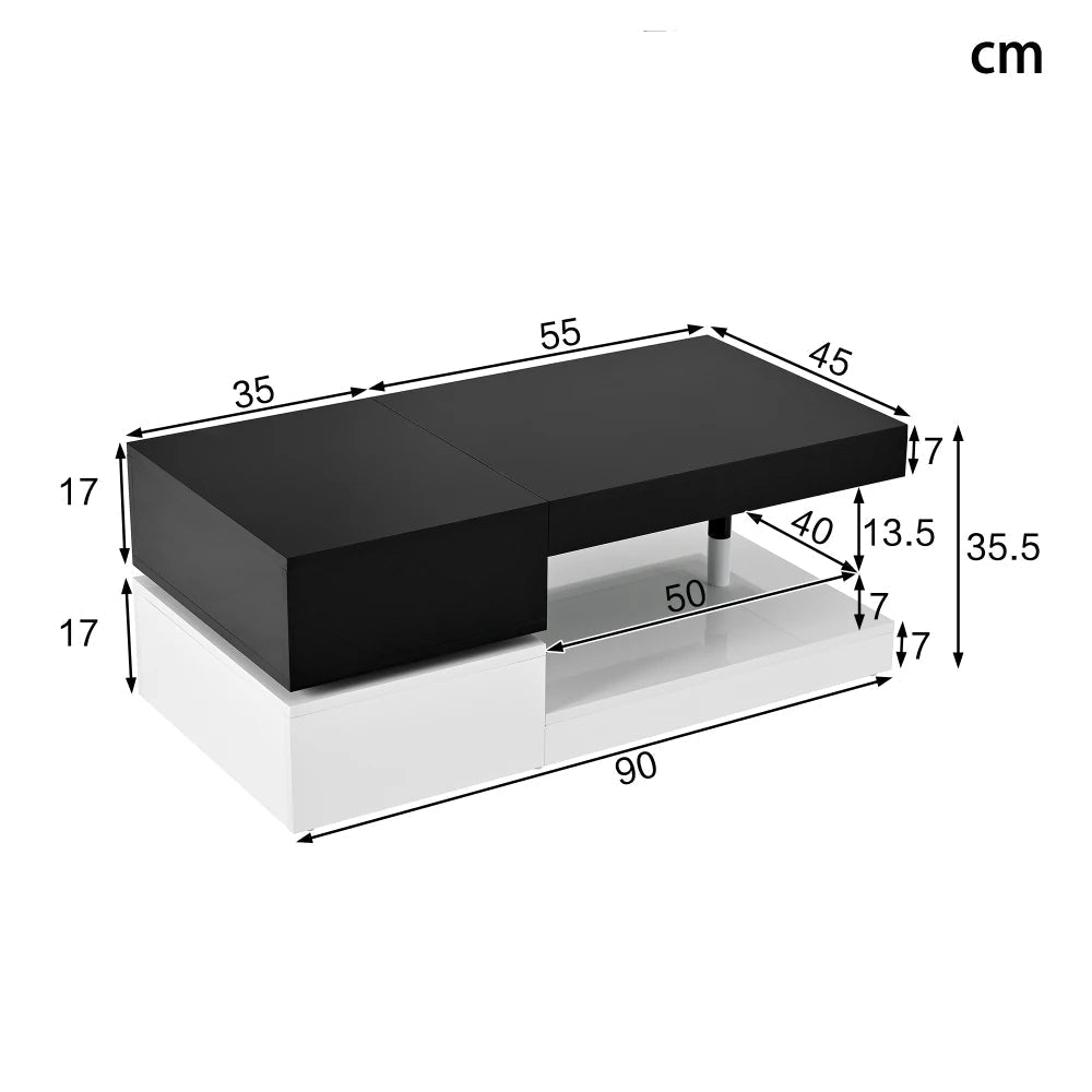 table basse luxe 90x45x35.5 Cm - vente privée 14:200844062Black   White;200007763:201336101