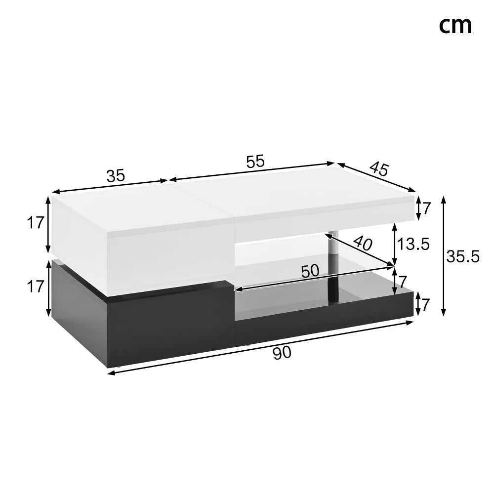 table basse luxe 90x45x35.5 Cm - vente privée 14:200844062Black   White;200007763:201336101
