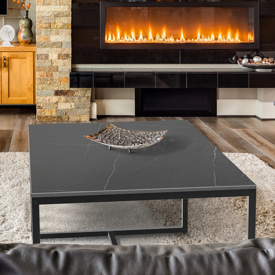 Table basse marbre et acier simple - vente privée 14:200844061;200007763:201336101