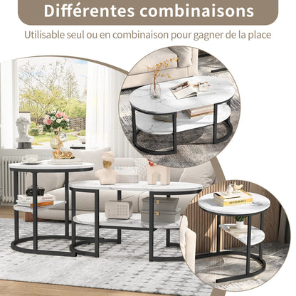Table basse métal ronde avec effet marbre - vente privée 14:193Black;200007763:201336101