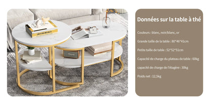 Table basse métal ronde avec effet marbre - vente privée 14:193Black;200007763:201336101
