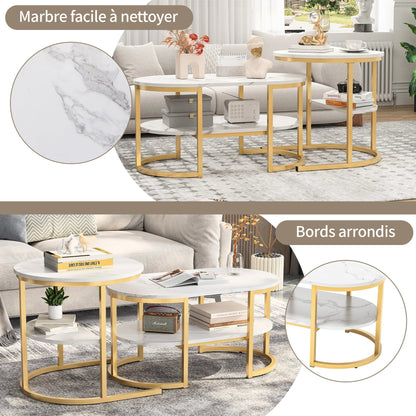 Table basse métal ronde avec effet marbre - vente privée 14:193Black;200007763:201336101
