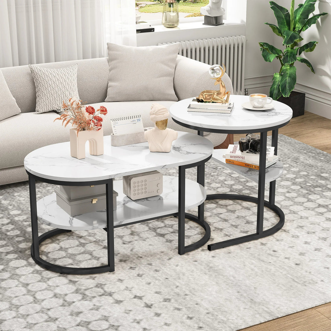 Table basse métal ronde avec effet marbre - vente privée 14:193Black;200007763:201336101