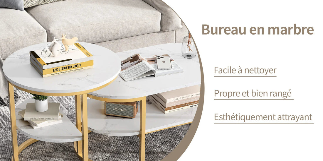 Table basse métal ronde avec effet marbre - vente privée 14:193Black;200007763:201336101