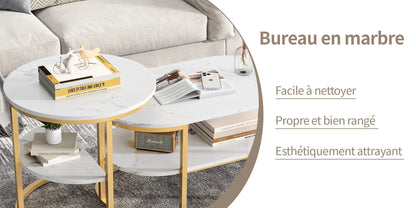 Table basse métal ronde avec effet marbre - vente privée 14:193Black;200007763:201336101