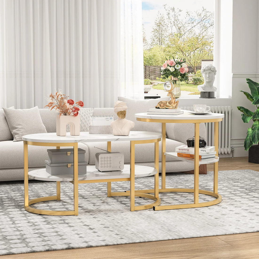Table basse métal ronde avec effet marbre - vente privée 14:350850Golden;200007763:201336101