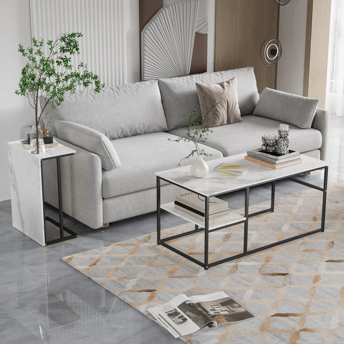 Table basse minimaliste pieds en métal - vente privée 14:193Black;200007763:201336101