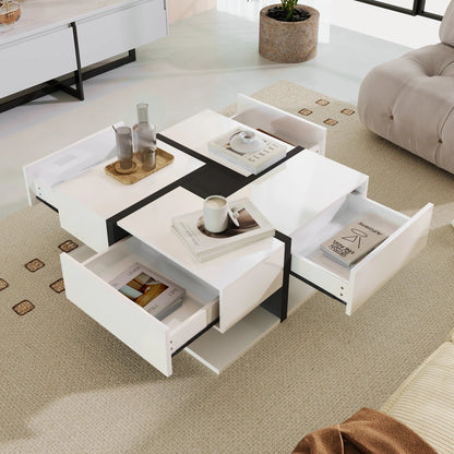 Table basse moderne géométrique blanche 78×78×36 cm - vente privée 14:2978×78×36 cm;200007763:201336101