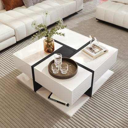 Table basse moderne géométrique blanche 78×78×36 cm - vente privée 14:2978×78×36 cm;200007763:201336101