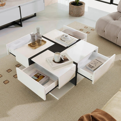 Table basse moderne géométrique blanche 78×78×36 cm - vente privée 14:2978×78×36 cm;200007763:201336101