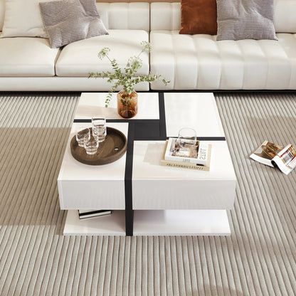 Table basse moderne géométrique blanche 78×78×36 cm - vente privée 14:2978×78×36 cm;200007763:201336101