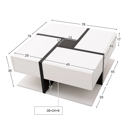 Table basse moderne géométrique blanche 78×78×36 cm - vente privée 14:2978×78×36 cm;200007763:201336101