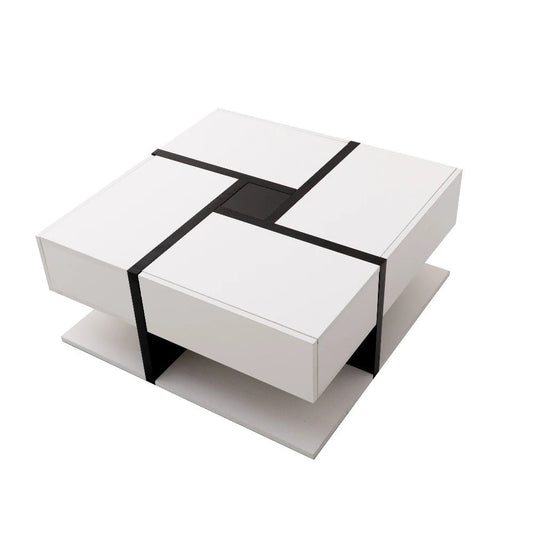 Table basse moderne géométrique blanche 78×78×36 cm - vente privée 14:2978×78×36 cm;200007763:201336101