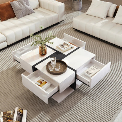 Table basse moderne géométrique blanche 78×78×36 cm - vente privée 14:2978×78×36 cm;200007763:201336101