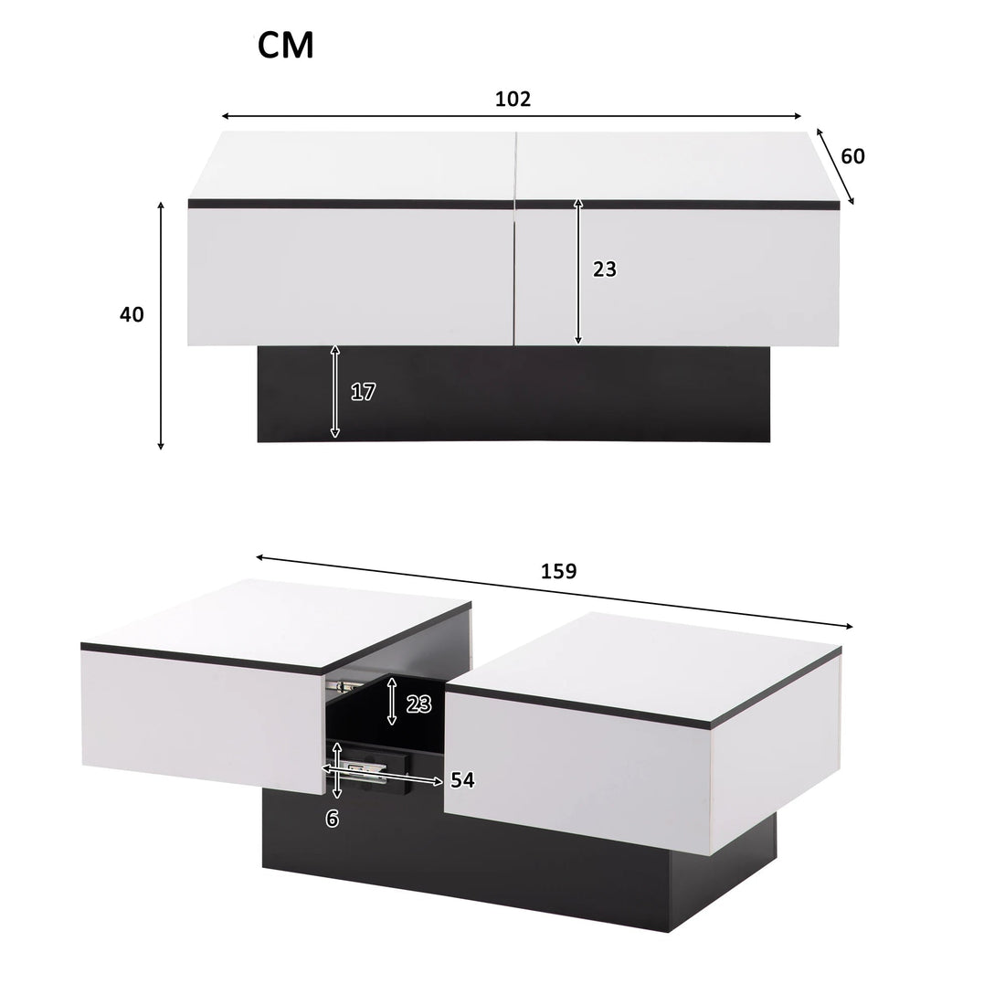 Table basse modulable sur le coté - vente privée 14:94;200007763:201336101