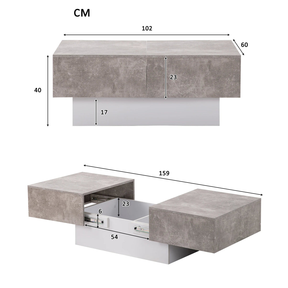 Table basse modulable sur le coté - vente privée 14:94;200007763:201336101