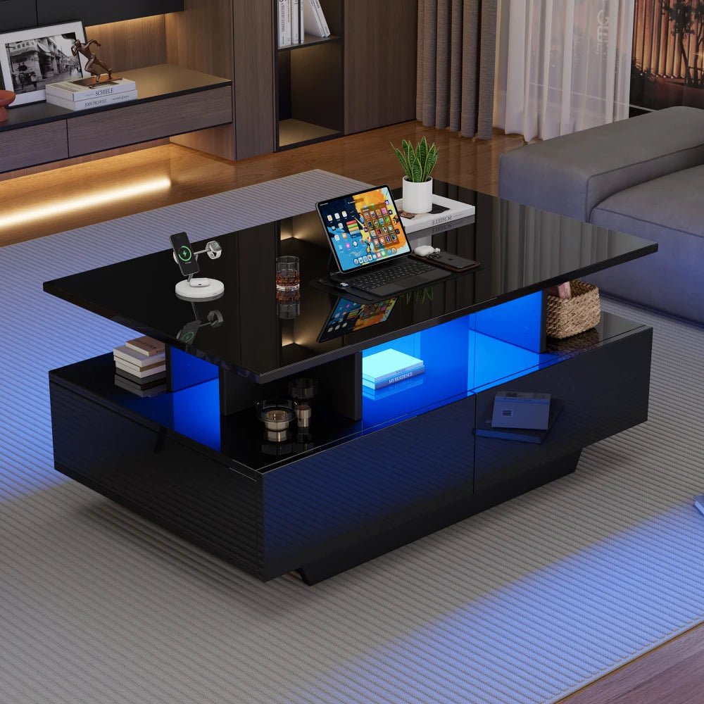 Table basse Multifonction à LED 90x55x41 Cm - vente privée 14:200004889CQY-white;200007763:201336101