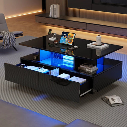 Table basse Multifonction à LED 90x55x41 Cm - vente privée 14:200004889CQY-white;200007763:201336101