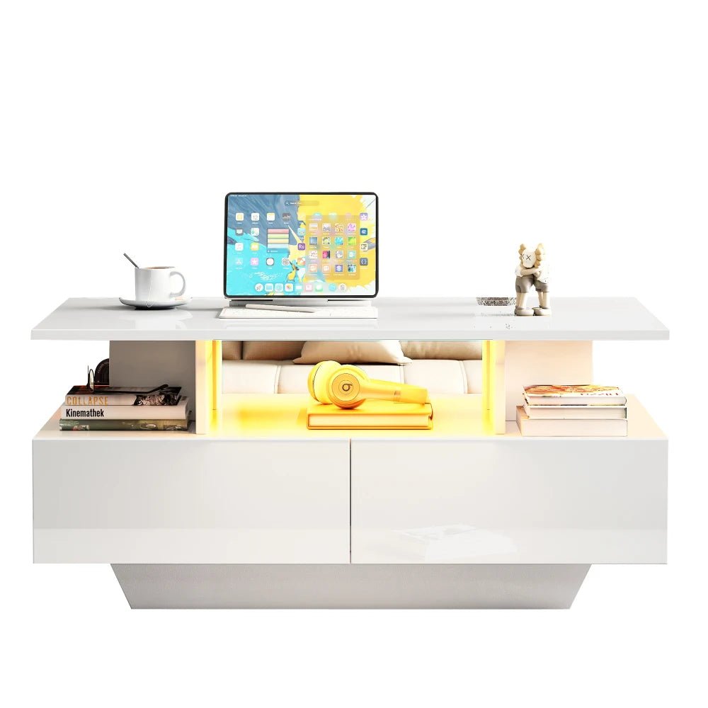 Table basse Multifonction à LED 90x55x41 Cm - vente privée 14:200004889CQY-white;200007763:201336101