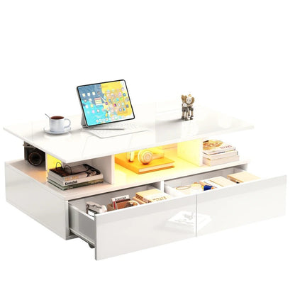 Table basse Multifonction à LED 90x55x41 Cm - vente privée 14:200004889CQY-white;200007763:201336101