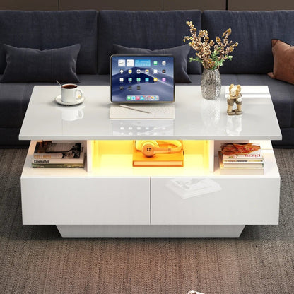Table basse Multifonction à LED 90x55x41 Cm - vente privée 14:200004889CQY-white;200007763:201336101