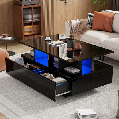 Table basse Multifonction à LED 90x55x41 Cm - vente privée 14:200844060CQY-black;200007763:201336101