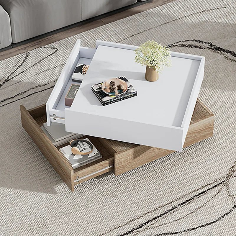 Table basse multifonctionnelle à plateau pivotant 360° - vente privée 14:200141872White - Particle Board;200007763:201336342