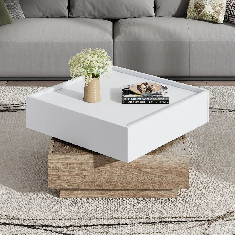 Table basse multifonctionnelle à plateau pivotant 360° - vente privée 14:200141872White - Particle Board;200007763:201336342
